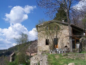 Terrasse Sud et façade Est du gîte