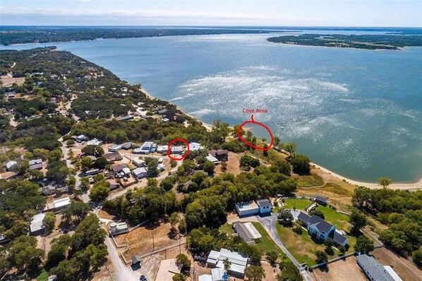 Aerial View of Property and Cove Area