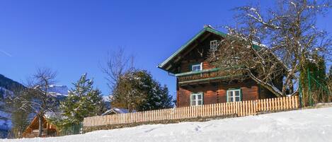 External view of the building. Our Chalet in winter