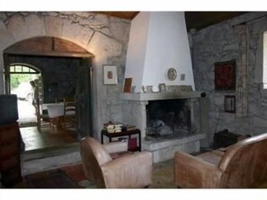 Living area. stone living room