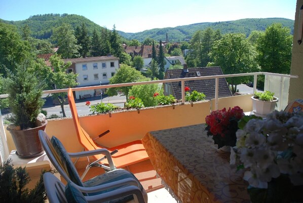 Sonnenbalkon mit Blick zum Burgberg