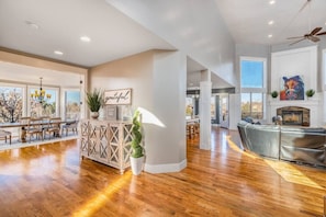 View from entryway into common areas of the main floor. 