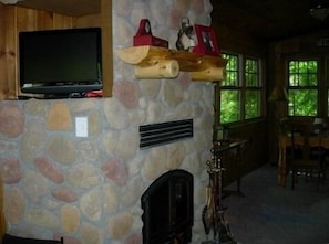 Fireplace - Knotty Pine Cabin