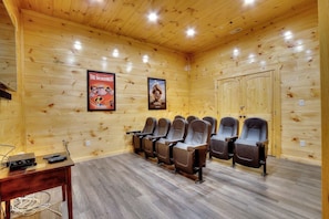 Theater room with seating for 9