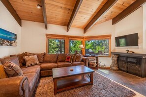 Gas fireplace with flat screen TV
