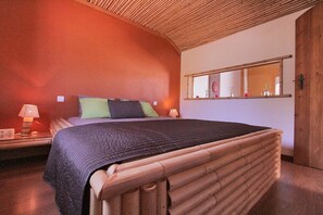 Sleeping area. Bedroom featuring Bamboo detailing