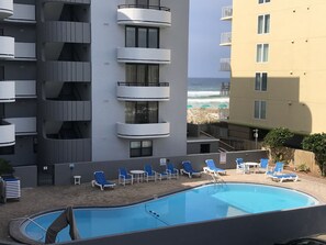 Heated pool during cooler months, and just a few feet from the beach. 