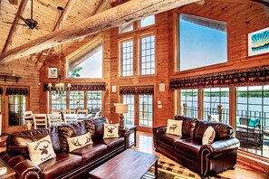 Main level living/dining room with gorgeous views of the lake.