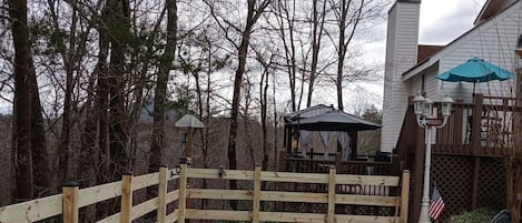 New outdoor firepit area added March 2021. Beautiful view of Mount Yonah!