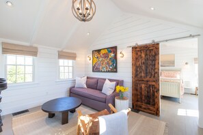 Custom barn door into bedroom