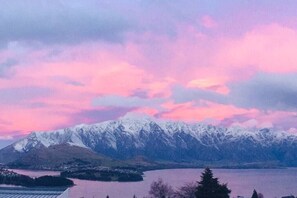 Sunset overlooking The Remarkables from the balcony