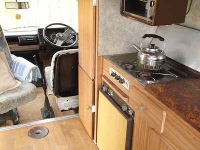retro bedford camper with hot tub  sauna   and pool