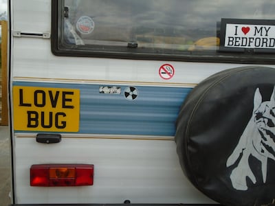 retro bedford camper with hot tub  sauna   and pool