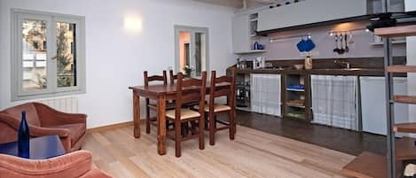 living room with kitchen