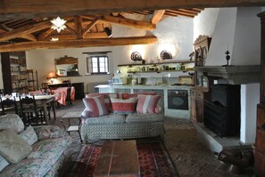 The living room looking towards the kitchen