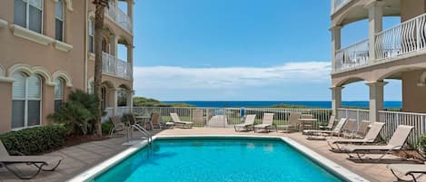Heated community pool at Monterey Condo