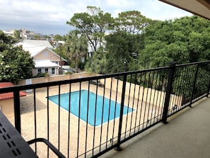 View of back pool from the balcony