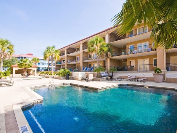 Main pool with hot tub