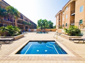 View of hot tub and main pool