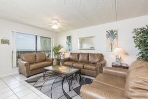 Spacious Living Area with views looking out to the beach!