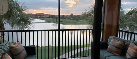 My lanai with panoramic views of lake