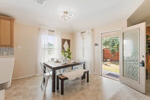 Dine in style with those that you care about most at our spacious dining area with the great outdoors right outside your door.