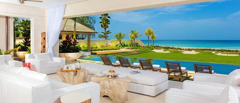 Outdoor Patio, Pool Deck and Beach View