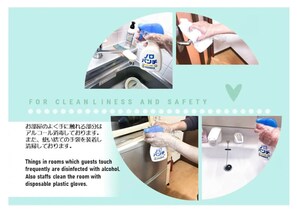 The well-touched part of the room is disinfected with alcohol. We also wear disposable gloves and clean them.