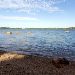 Looking north toward head of Somes Sound from beach.