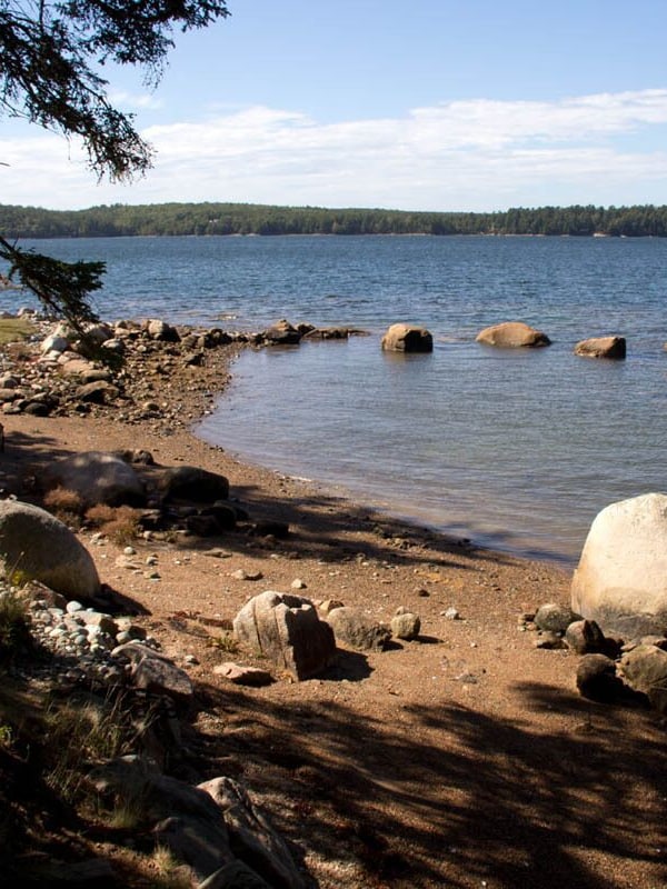 Beach and Cove- almost high tide and a great place for lobster picnics.