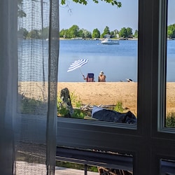 View from windows to private beach