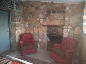 living room/bedroom... fireplace