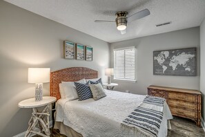 Remodeled Bedroom Number 1 has a Queen size bed with a new memory foam mattress