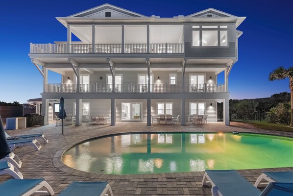 This is a magical 9 bedroom oceanfront estate with luxury amenities.
