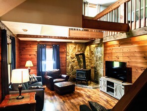 Watch your favorite movie or sit and relax by the fire.  