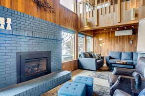 Relax by the fireplace with a glass of wine or a good book.