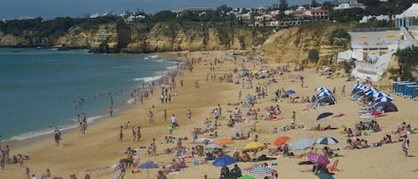 Armacao de Pera beautiful white sand beach right side view next to the promenade