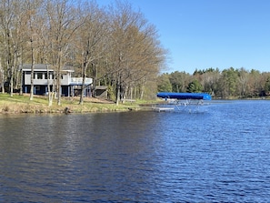 A view of the cabin from the lake