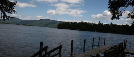 Breathtaking views of Lake and mountains from our swim dock!