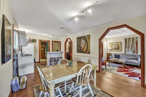 Dining area seats 4 is open to kitchen and living room.