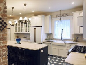 Beautifully renovated kitchen! All new appliances. 2 fridges. Island seats 5.