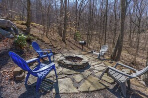 Outdoor firepit on the private patio.