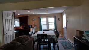 Dining area. Bar stools were added to the counter in the back 