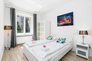 Cozy bedroom in the apartment.