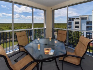 Outdoor table and chairs on the balcony