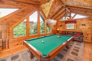 Pool table in the loft upstairs.