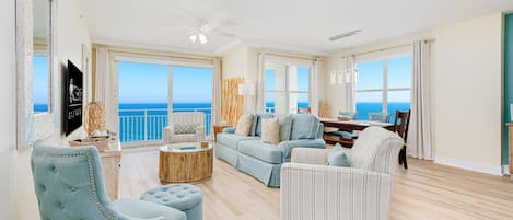 Oceanfront Living Room and Dining Area