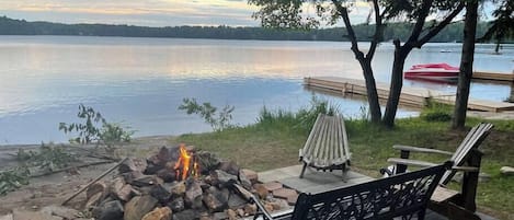 Fire Pit with stone landscaping.