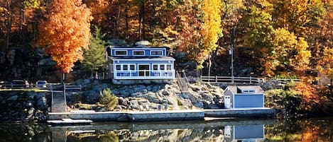 Fall colors surrounding our house with the perfect reflection on the lake