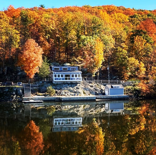 Fall colors surrounding our house with the perfect reflection on the lake